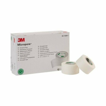 3M MICROPORE Paper Medical Tape, 1in x 10 Yard, White, 120PK 1530-1